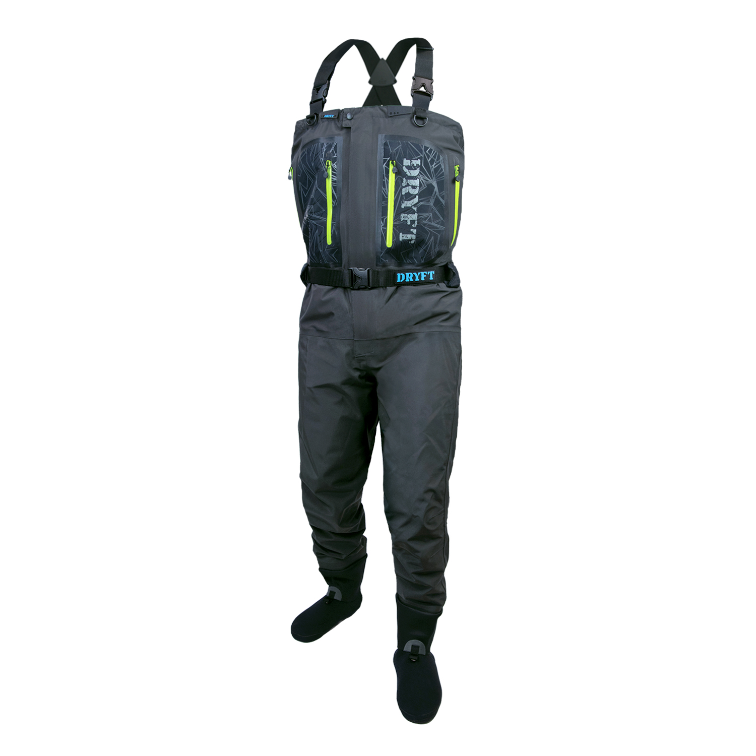 DRRYFSH Zip-Front Breathable Chest Fishing Waders Zippered Stockingfoot  Size: XL