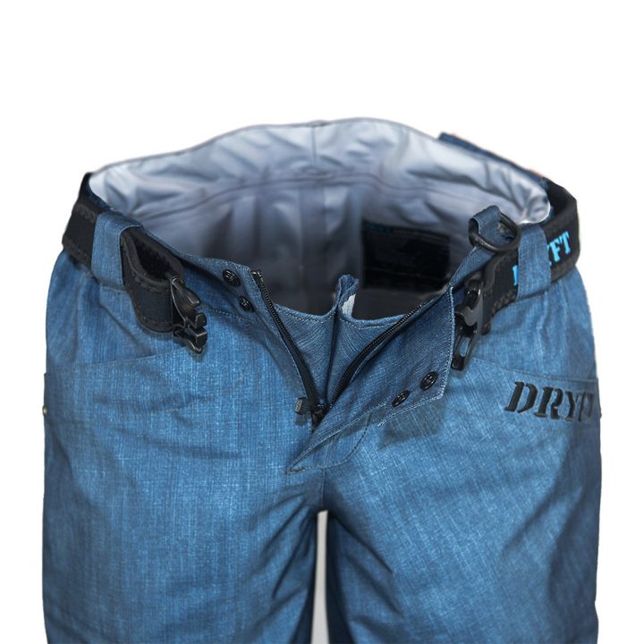 DRYFT SEEKR denim style fishing wading pant front open