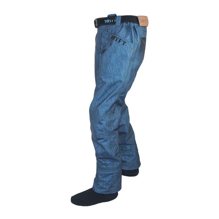 DRYFT SEEKR denim style fishing wading pant side front