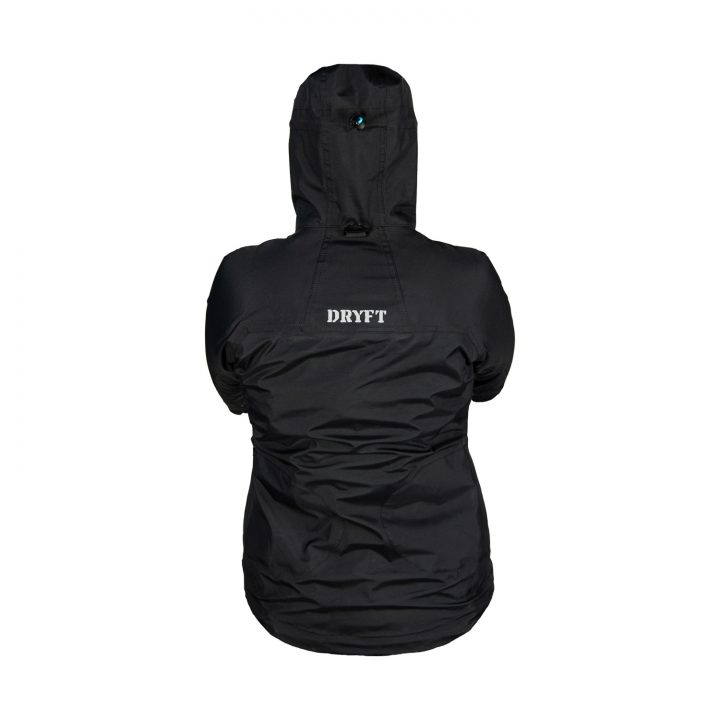 DRYFT women's wading Jacket front back hood up - fly fishing