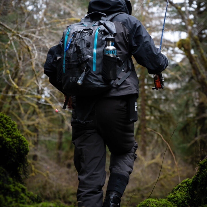 BKCNTRY Backpack with the Buri Utility Knife and Carabiner Light