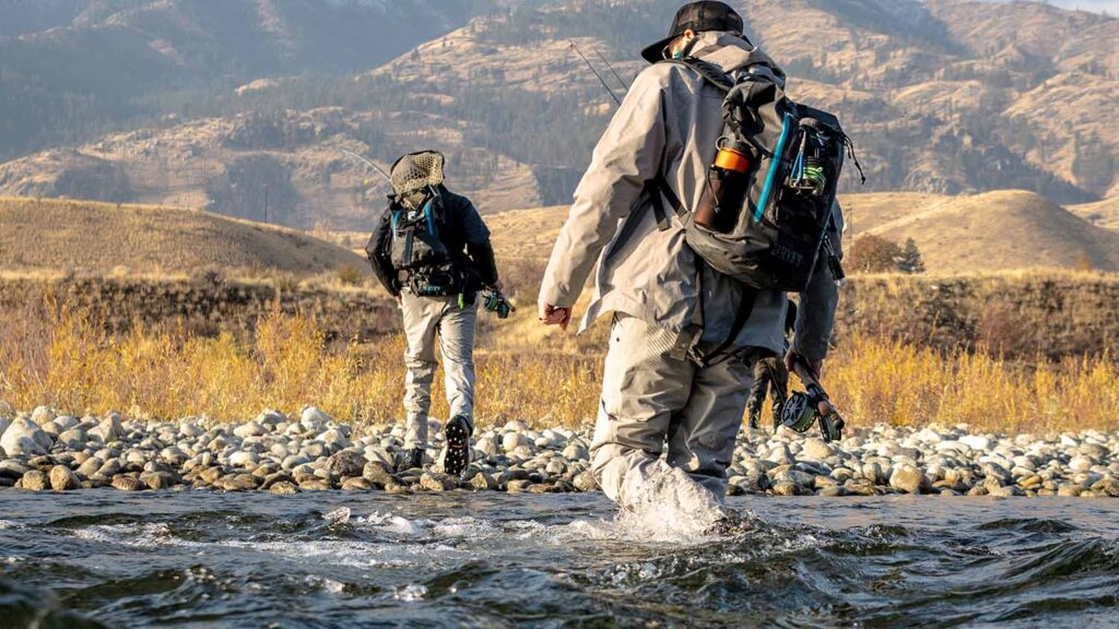 Studded roles provide superior traction when wading rivers and streams